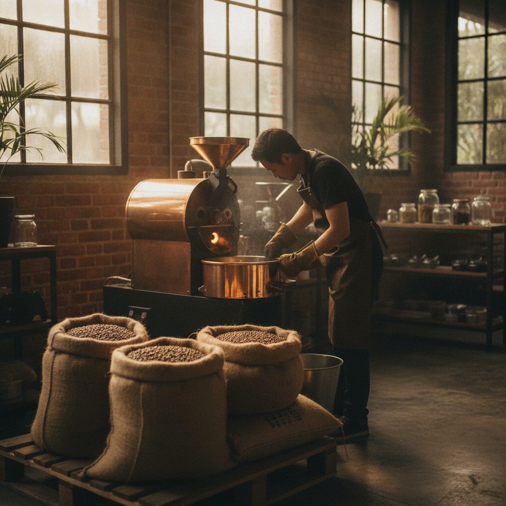 The roaster humming out back at Kanopi